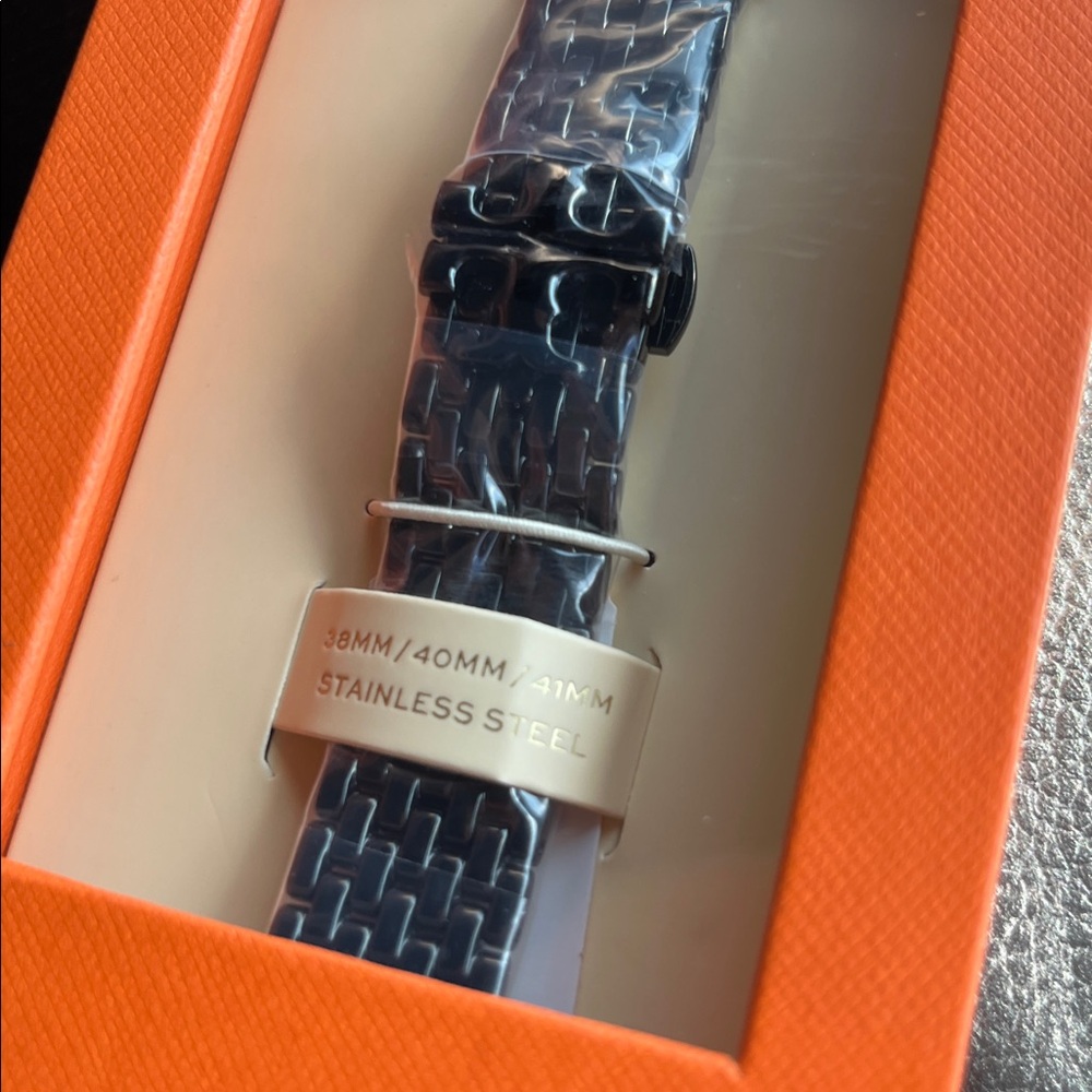 🖤 Tory Burch Eleanor Black Stainless Steel Watch Band for Apple Watch Bracelet - Picture 8 of 13